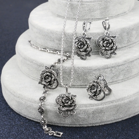 Hand Crafted Jewelry - Turkish Vintage Style Jewelry Set forWomen,NEW,4Pcs,Size,8,9,WeddingHandmadeGift